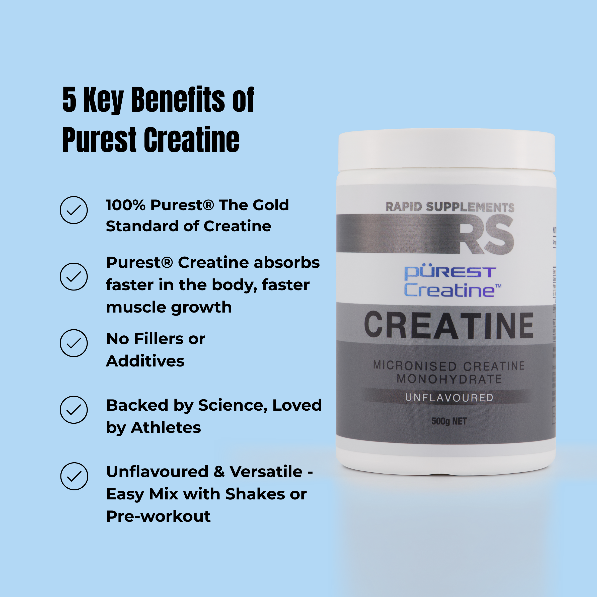 Purest® Creatine 500g (100 Serves / 55 Serves)